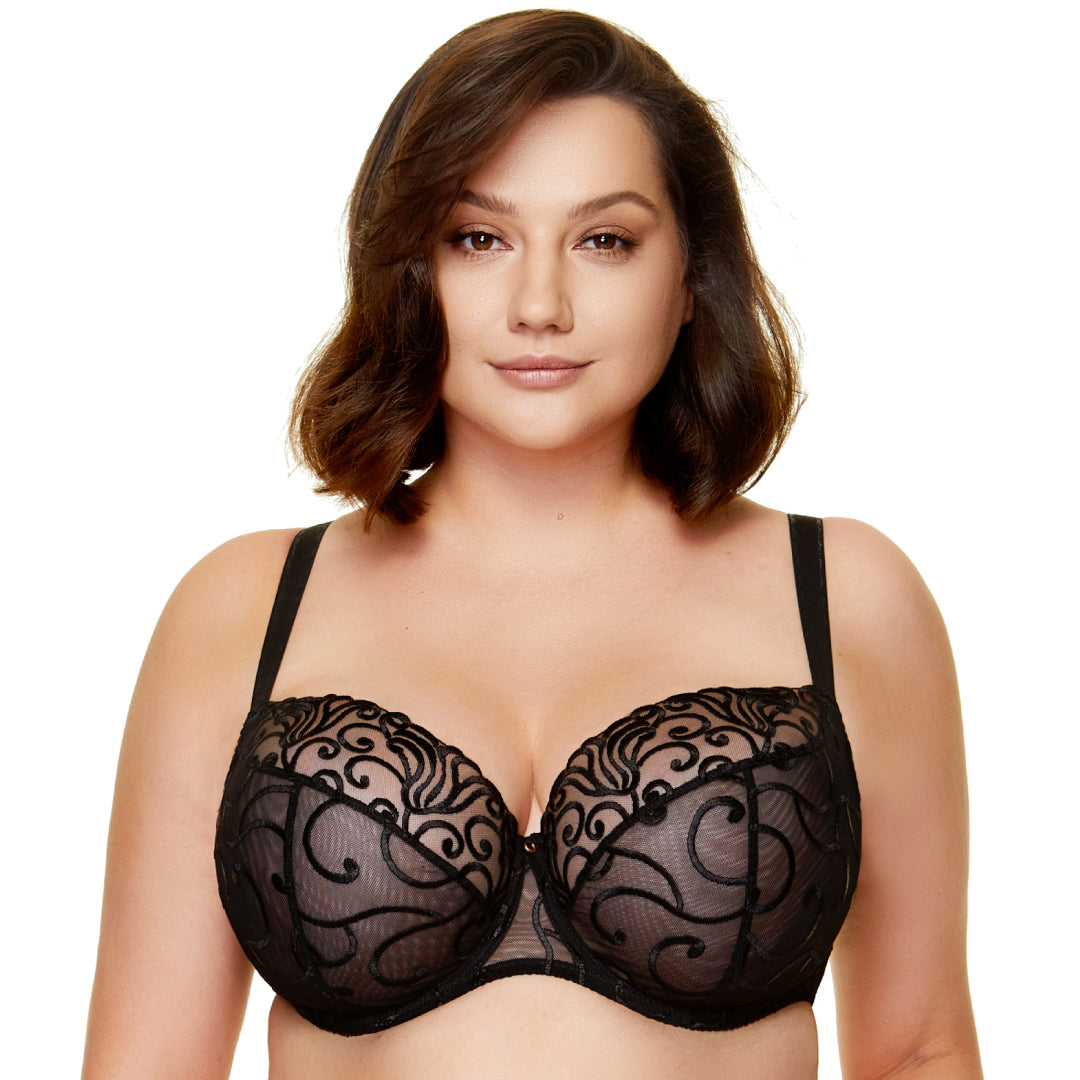 Gorteks Fiore Black Sheer Full Figure Bra-2