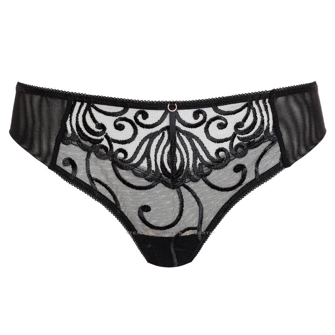 Sheer Thong Panty Gorteks Fiore Black-3
