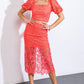 UNFORGETTABLE ICON WOVEN LACE TOP AND SKIRT SET