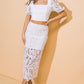 UNFORGETTABLE ICON WOVEN LACE TOP AND SKIRT SET