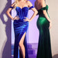 Cinderella Divine OC011 Long Velvet Off the Shoulder Corset Bodice and Slit