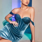 Cinderella Divine OC011 Long Velvet Off the Shoulder Corset Bodice and Slit