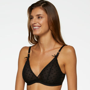 Sheer Mesh Polka Dot Wireless Triangle Bralette Kinga Flirty-1
