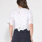 Gracia Fashion Women's Floral Lace Embroidered Short Sleeve Crop Top