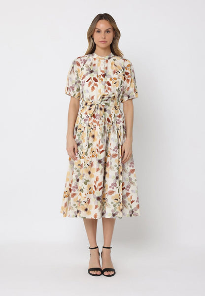Gracia Fashion Women's Floral print belt dress