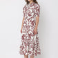 Gracia Fashion Women's Floral Print Puff Sleeve Button Down Midi Dress