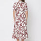 Gracia Fashion Women's Floral Print Puff Sleeve Button Down Midi Dress