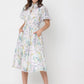 Gracia Fashion Women's Floral Print Puff Sleeve Elastic Waist A-Line Dress