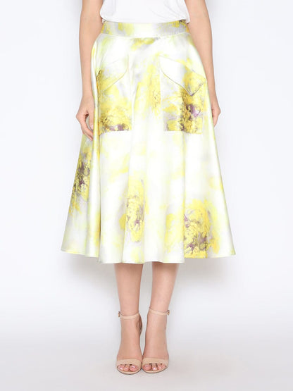 Gracia Fashion Women's Floral Print Satin A-Line Skirt