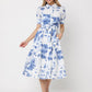 Gracia Fashion Women's Floral Print Short Sleeve Front Button Down Dress