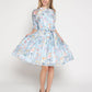Gracia Fashion Women's Floral Printed Short Sleeve Belt Dress