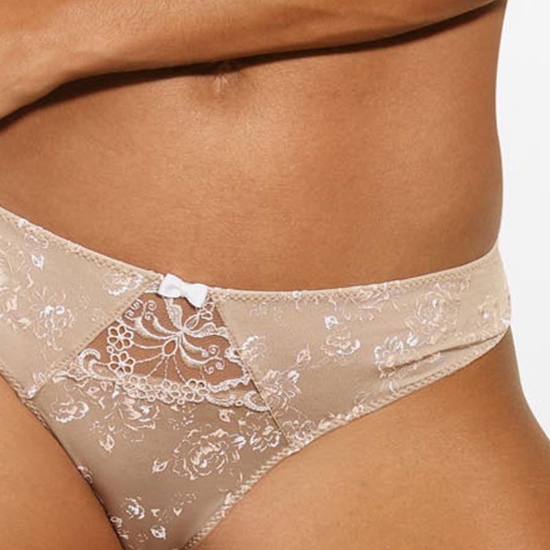 Floral Semi Sheer Thong Panty Sawren Frappe-2