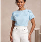 Gracia Fashion Women's Flower Applique Solid Color T-Shirt