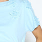 Gracia Fashion Women's Flower Applique Solid Color T-Shirt