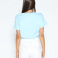 Gracia Fashion Women's Flower Applique Solid Color T-Shirt