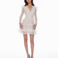Gracia Fashion Women's Flowery Embroidered Lace V-Neck Mesh Mini Dress