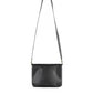 Deux Mains black Foldover Clutch Crossbody bag, back view with adjustable strap and foldover design