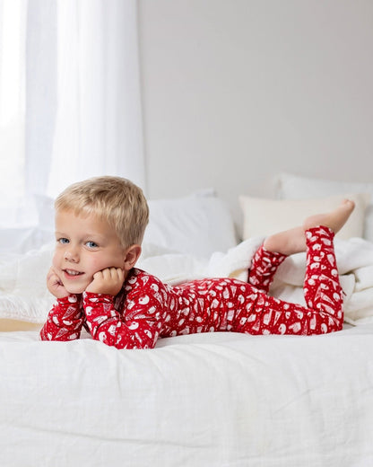Red Football Bamboo Toddler Pajamas – Romper