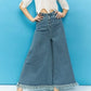 Gracia Fashion Women's Frayed Raw Hem Wide Leg Slouchy Denim Pants
