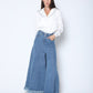 Gracia Fashion Women's Frayed Raw Hem Wide Leg Slouchy Denim Pants