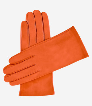 Sofia (orange) - Italian lambskin leather gloves with silk lining