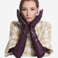 FS15W16 (black/grape) - Italian silk lined opera leather gloves 16-button length