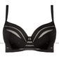 Gorteks Luna Black Full Figure Padded Striped Bra-2