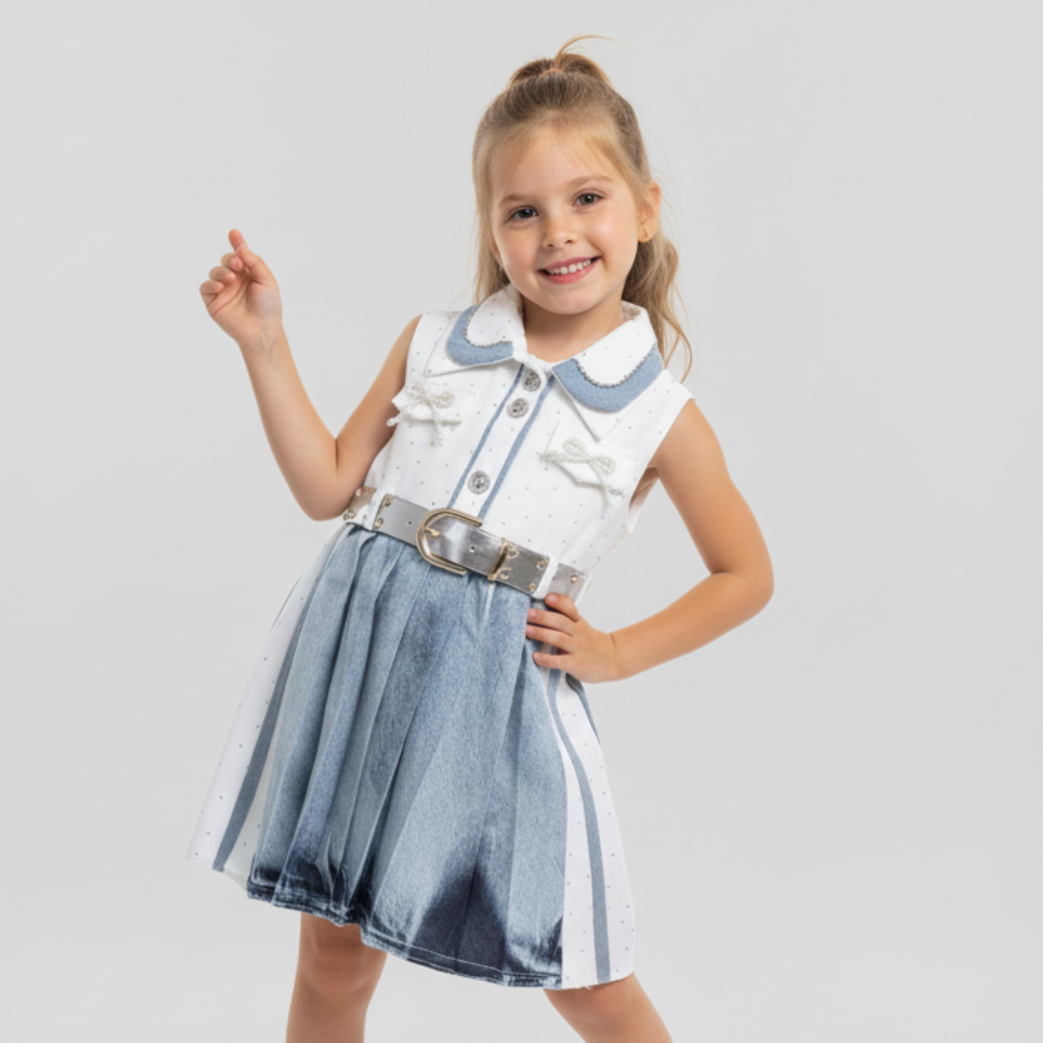 Sparkle Denim Girls Dress-0