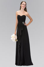 Strapless Sweetheart Chiffon Long Dress with Ruched Bodice - Farnelli