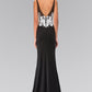 V-Neck Rome Jersey Long Dress with Bead and Sequin Detailing - Farnelli