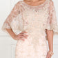 Mesh Mermaid Long Dress with Embroidered Cape Sleeves - Farnelli