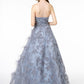 Feather Embellished Embroidered Sweetheart Mesh/Lace Long Dress - Farnelli