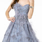 Feather Embellished Embroidered Sweetheart Mesh/Lace Long Dress - Farnelli