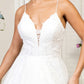Embroidered Bodice Sweethearted Glitter Mesh Wedding Gown - Farnelli