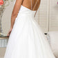 Embroidered Bodice Sweethearted Glitter Mesh Wedding Gown - Farnelli