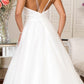 Embroidered Bodice Sweethearted Glitter Mesh Wedding Gown w/ Spaghetti Strap - Farnelli