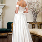 Pleated Waistline Sweethearted Cut-Away Shoulder Satin A-Line Dress - Farnelli