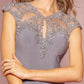 Open Back Cap Sleeve Long Dress Accented with bead - Farnelli