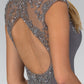 Open Back Cap Sleeve Long Dress Accented with bead - Farnelli