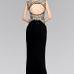 Jewel Embellished Sheer Bodice Jersey Long Dress - Farnelli