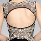 Jewel Embellished Sheer Bodice Jersey Long Dress - Farnelli