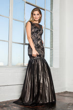 Mermaid Long Dress with Lace and Sheer Back - Farnelli
