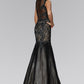 Mermaid Long Dress with Lace and Sheer Back - Farnelli