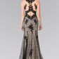 High Neck Mermaid Long Lace Dress with Embroidered Illusion Bodice - Farnelli
