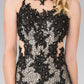 High Neck Mermaid Long Lace Dress with Embroidered Illusion Bodice - Farnelli