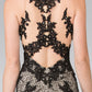 High Neck Mermaid Long Lace Dress with Embroidered Illusion Bodice - Farnelli