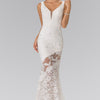 Illusion Cut-Out Lace Long Dress - Ivory