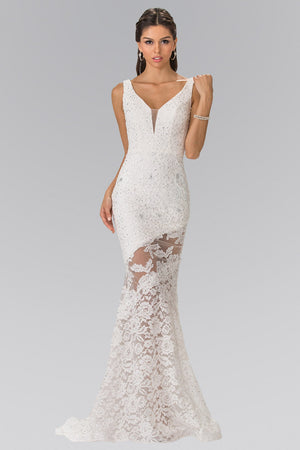 Illusion Cut-Out Lace Long Dress - Farnelli
