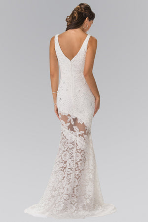 Illusion Cut-Out Lace Long Dress - Farnelli