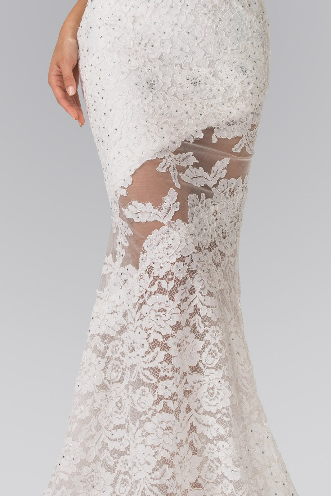 Illusion Cut-Out Lace Long Dress - Farnelli